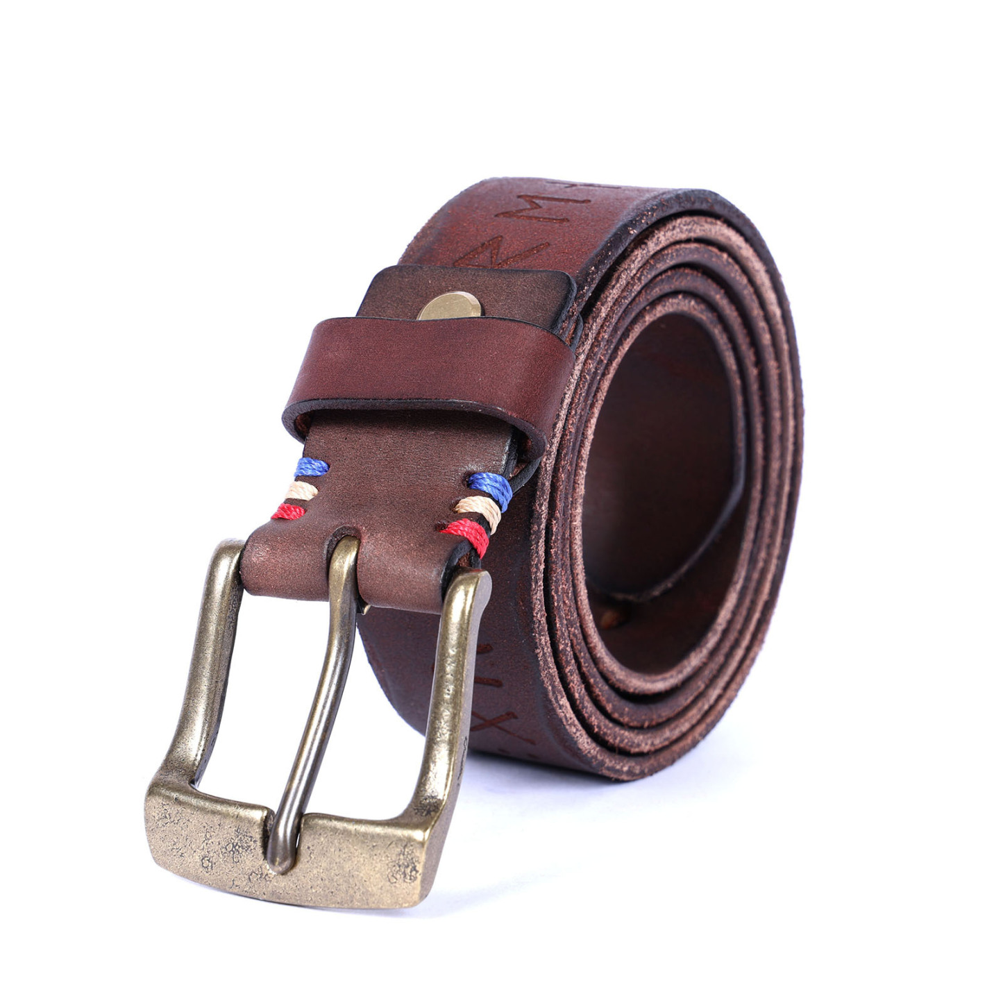 Handmade Coffee Full Grain Leather Belt for Men | 4mm Thick Custom Engraved Belt with Solid Brass Buckle – Premium Gift Set