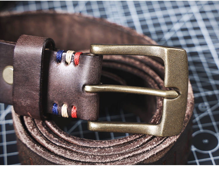 Handmade Coffee Full Grain Leather Belt for Men | 4mm Thick Custom Engraved Belt with Solid Brass Buckle – Premium Gift Set