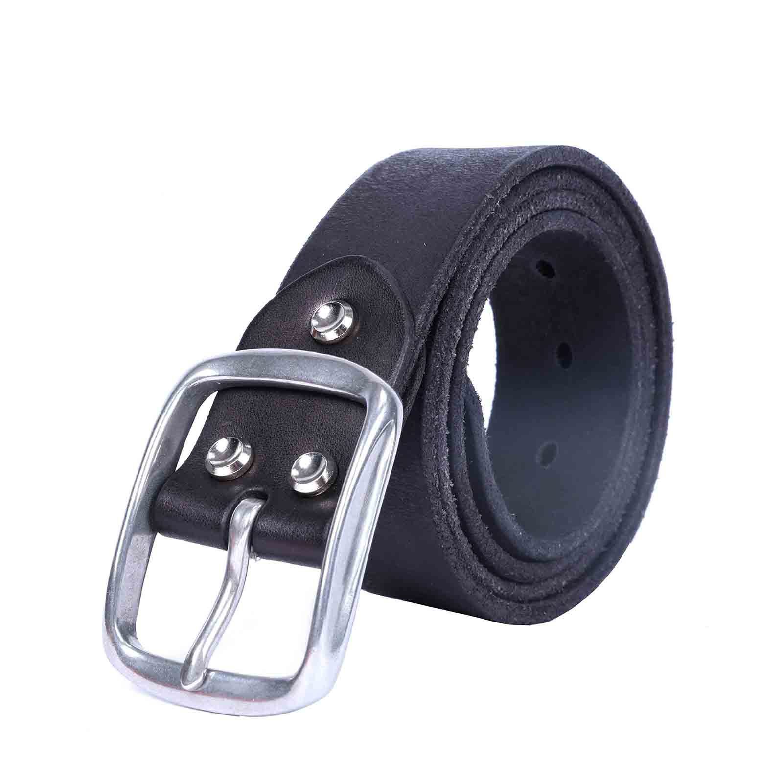 Premium Black Full Grain Leather Belt for Men - Stainless Steel Buckle | Engravable & Durable