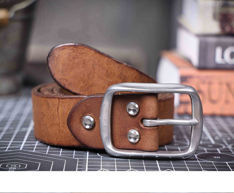 Rustic Brown Full Grain Leather Belt - Handmade Men's Belt with Stainless Steel Buckle | Custom Engraving
