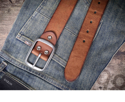 Rustic Brown Full Grain Leather Belt - Handmade Men's Belt with Stainless Steel Buckle | Custom Engraving