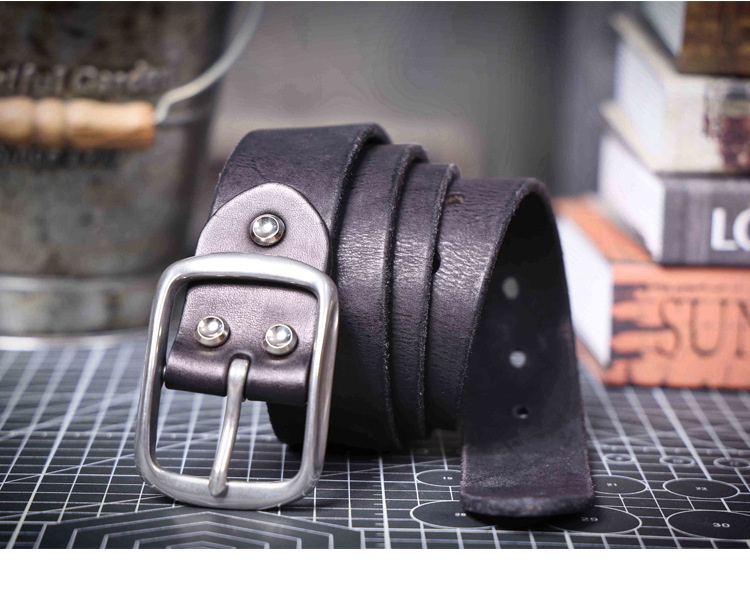 Premium Black Full Grain Leather Belt for Men - Stainless Steel Buckle | Engravable & Durable