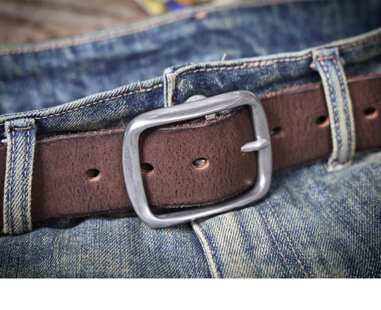 Handmade Coffee Brown Full Grain Leather Belt for Men - Stainless Steel Buckle | Customizable & Engraved