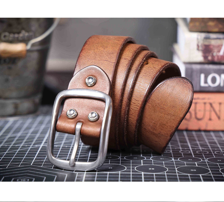 Rustic Brown Full Grain Leather Belt - Handmade Men's Belt with Stainless Steel Buckle | Custom Engraving