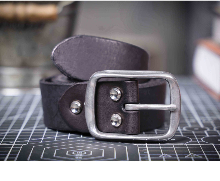 Handmade Coffee Brown Full Grain Leather Belt for Men - Stainless Steel Buckle | Customizable & Engraved