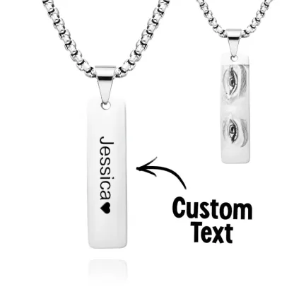 Custom Eyes Photo Necklace, Personalization Name Necklace, Best Father's Day and Valentine's Day Gifts