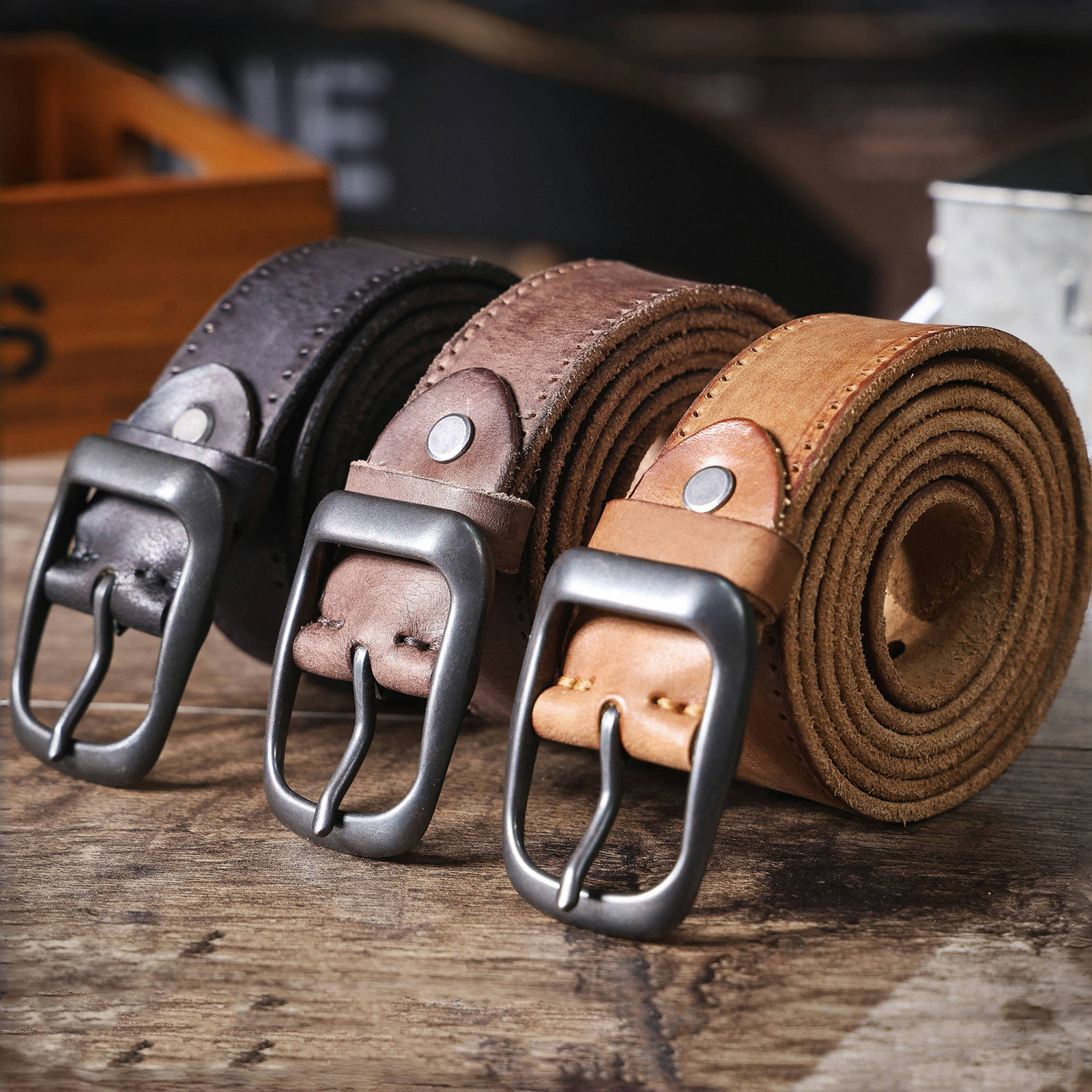 Handmade Black Full Grain Leather Belt for Men | Retro Alloy Buckle – Classic Casual & Formal Belt