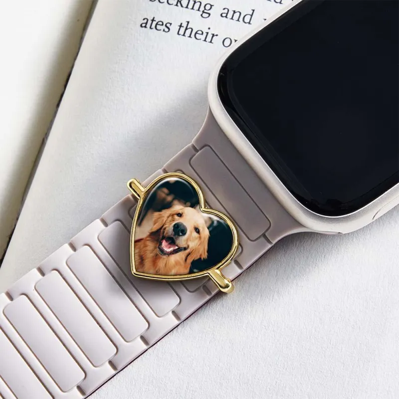 Custom Photo Engraved Watch Strap Charm, Personalized Smartwatch Beade