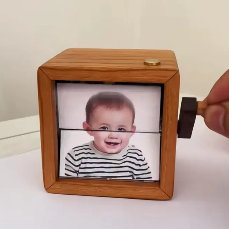 Custom Flip Book Frame Animation Machine Mechanical Hand Motion Photo Album Black Walnut Handicrafts Creative gift