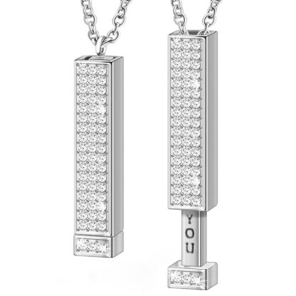 Customized Text Adjustable Necklace, Copper-Set Diamond Three-Dimensional Bar Necklace, Best Gifts for Valentine's Day, Birthday, and Mother's Day