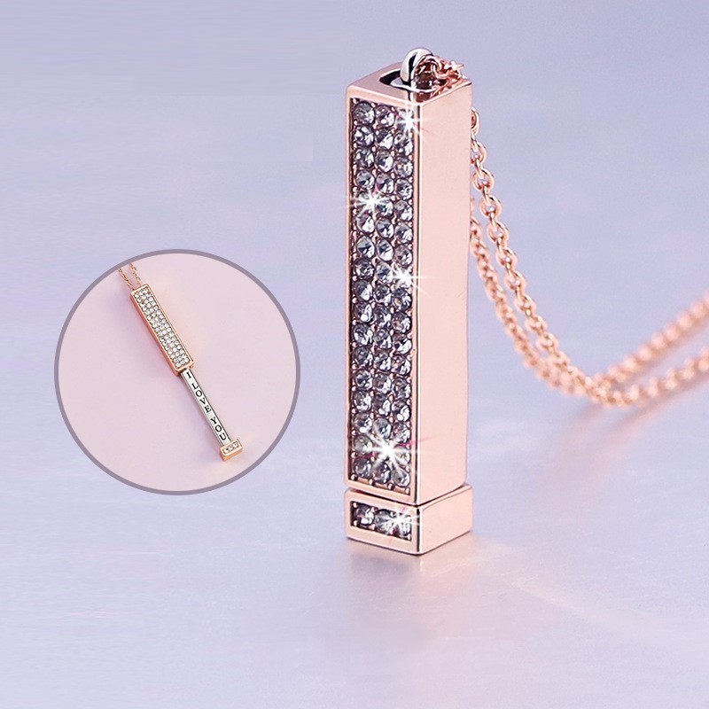 Customized Text Adjustable Necklace, Copper-Set Diamond Three-Dimensional Bar Necklace, Best Gifts for Valentine's Day, Birthday, and Mother's Day