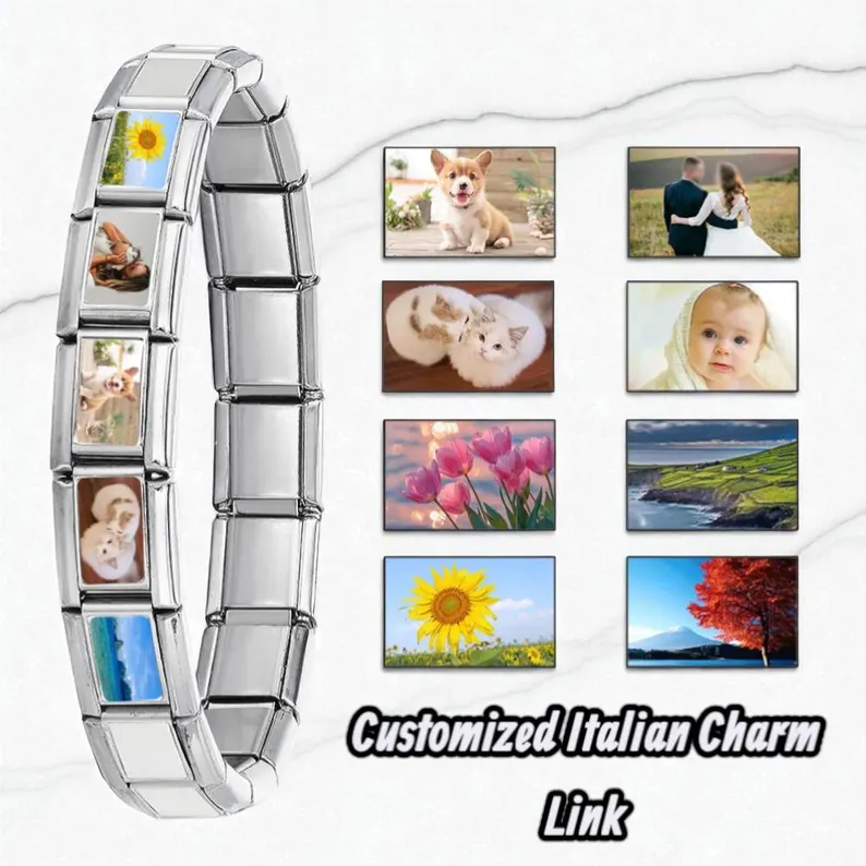 Custom Photo Italian Charm Bracelet, Personalized Charm Necklace, Charm Anklet, Unique Gift for Boyfriend and Girlfriend