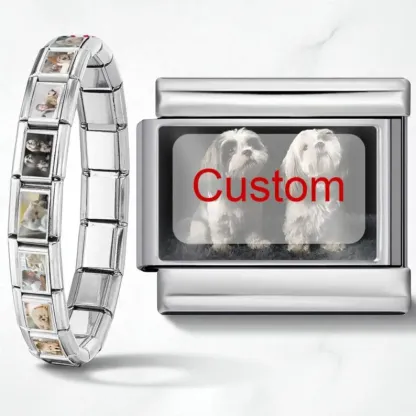 Custom Photo Italian Charm Bracelet, Personalized Charm Necklace, Charm Anklet, Unique Gift for Boyfriend and Girlfriend