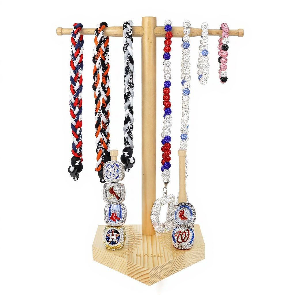 Wooden Custom Jewelry Holder, Solid Wood Custom Jewelry Display, Solid Wood Baseball Championship Ring & Necklace Holder