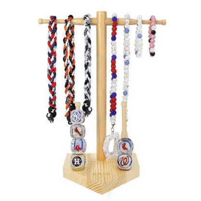 Wooden Custom Jewelry Holder, Solid Wood Custom Jewelry Display, Solid Wood Baseball Championship Ring & Necklace Holder
