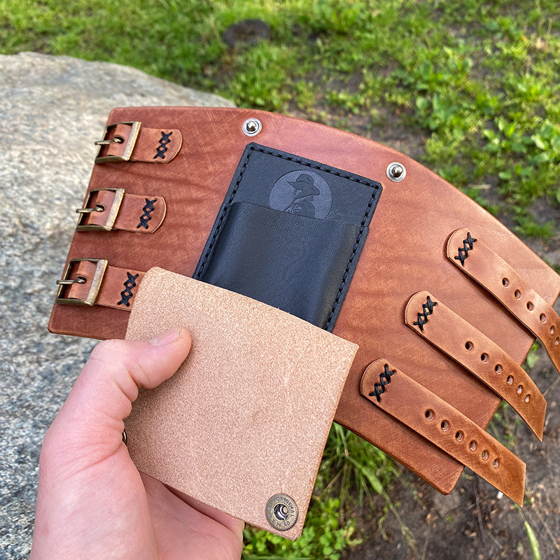 Leather Wrist Wallet, Personalized Leather Bracelet with Card Holder, Distressed Vintage Bracelet, Steampunk Style Accessories
