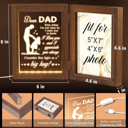 Custom Picture Frame Solid Wood, Personalized Engraved Night Light, Best Mother's Day and Father's Day Gifts