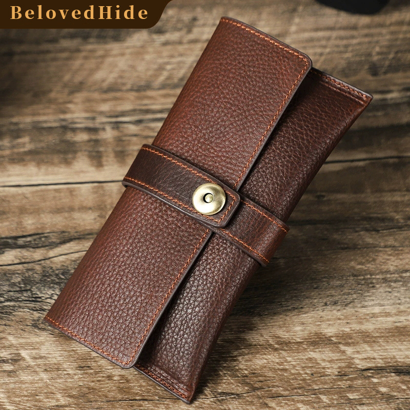 Vintage Pebbled Leather Sunglasses Case – Magnetic Clasp Compact Design