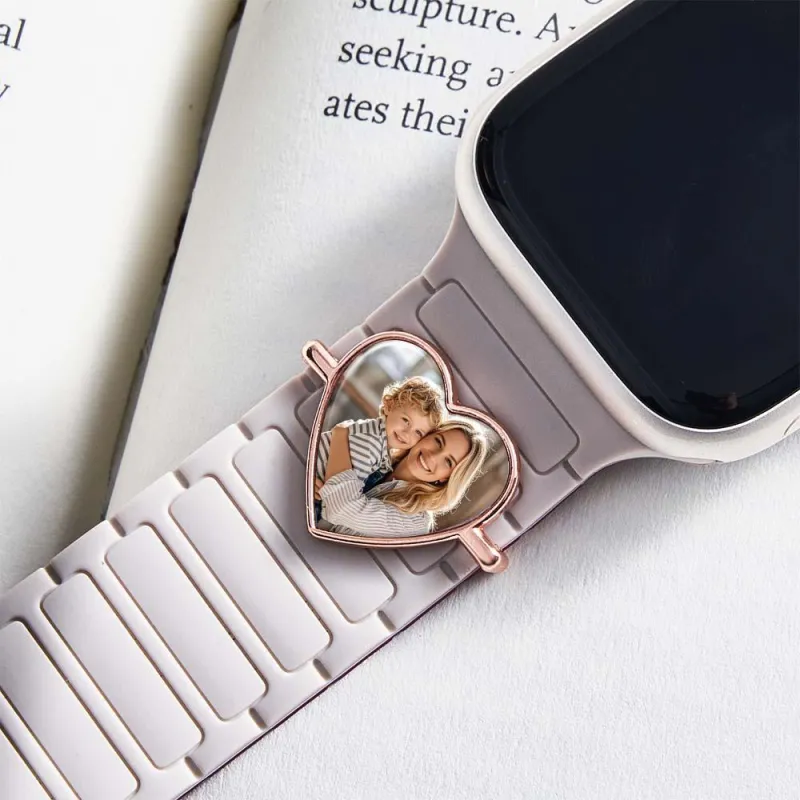 Custom Photo Engraved Watch Strap Charm, Personalized Smartwatch Beade