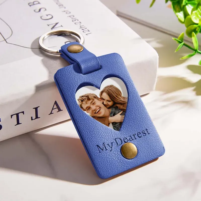 Custom Heart-Shaped Leather Keychains, Personalised Keychain with Photo, Best Gifts for Mom, Father, Couple