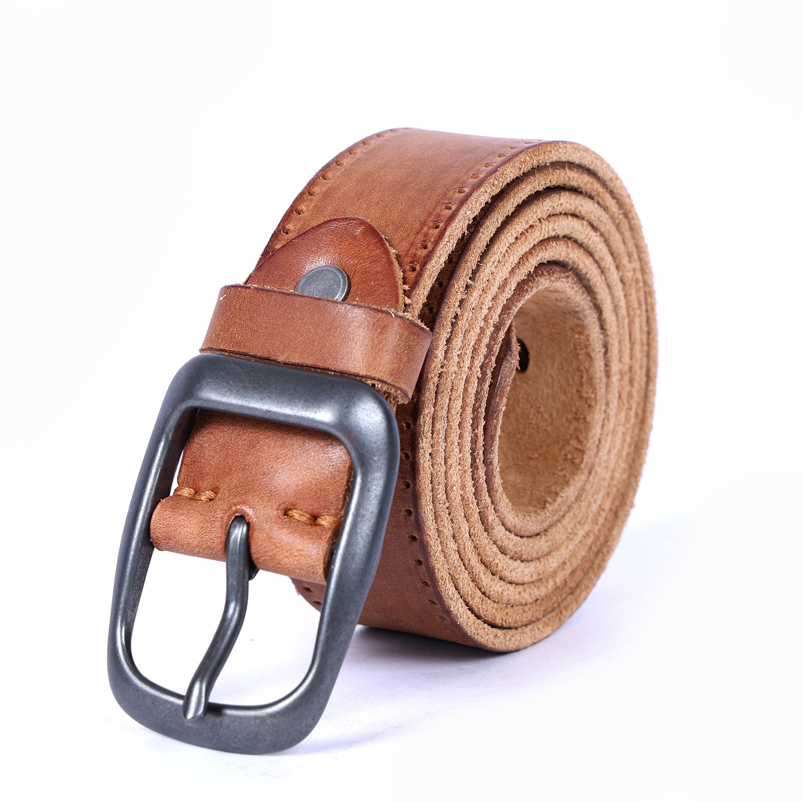 Handmade Black Full Grain Leather Belt for Men | Retro Alloy Buckle – Classic Casual & Formal Belt