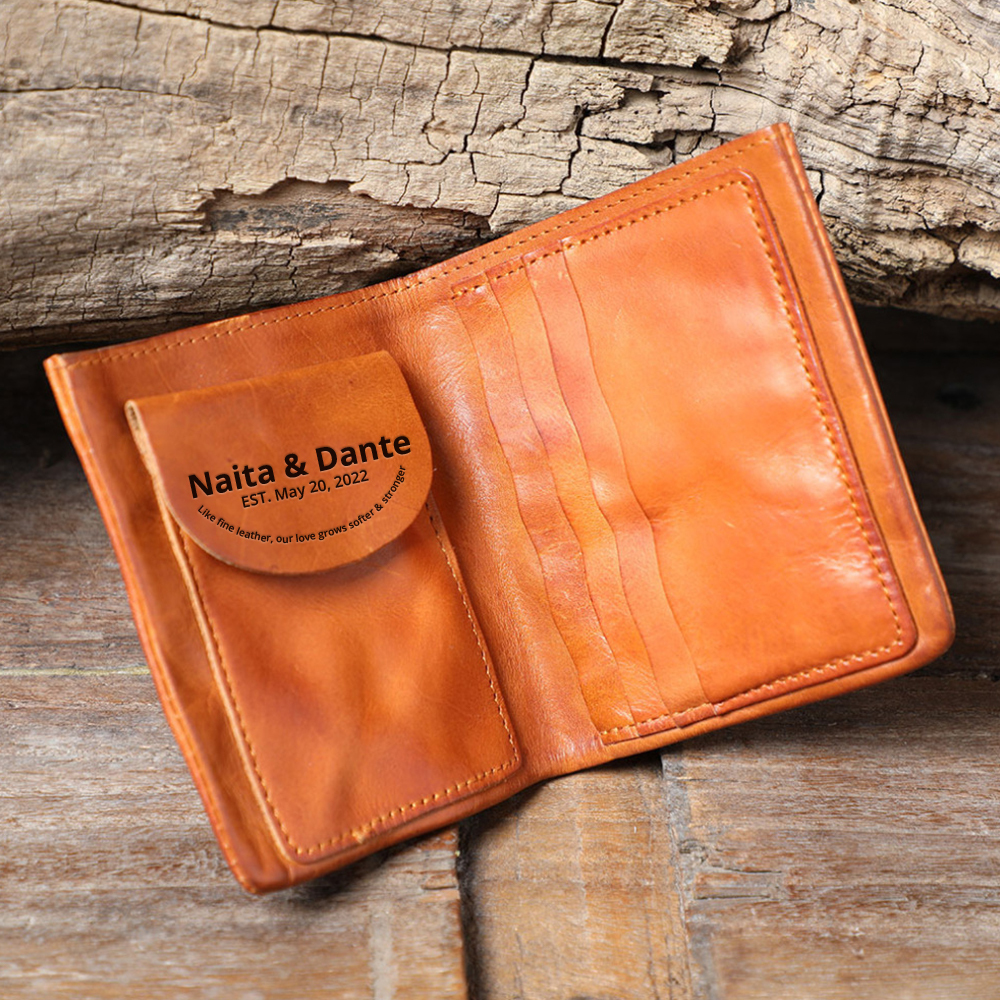 Leather Anniversary Gifts,  Leather Bifold Wallet, 3rd Anniversary Leather Gifts