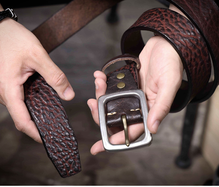 Premium Black Full Grain Leather Belt - 5.5mm Thick Handmade Men's Belt with Stainless Steel Buckle | Engravable & Durable