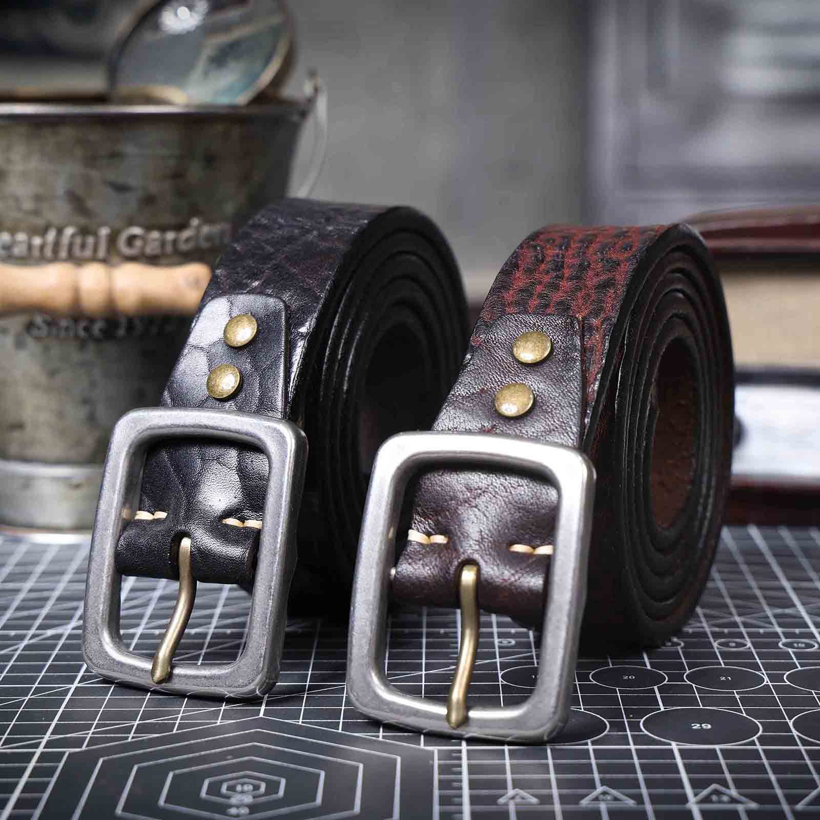 Premium Black Full Grain Leather Belt - 5.5mm Thick Handmade Men's Belt with Stainless Steel Buckle | Engravable & Durable