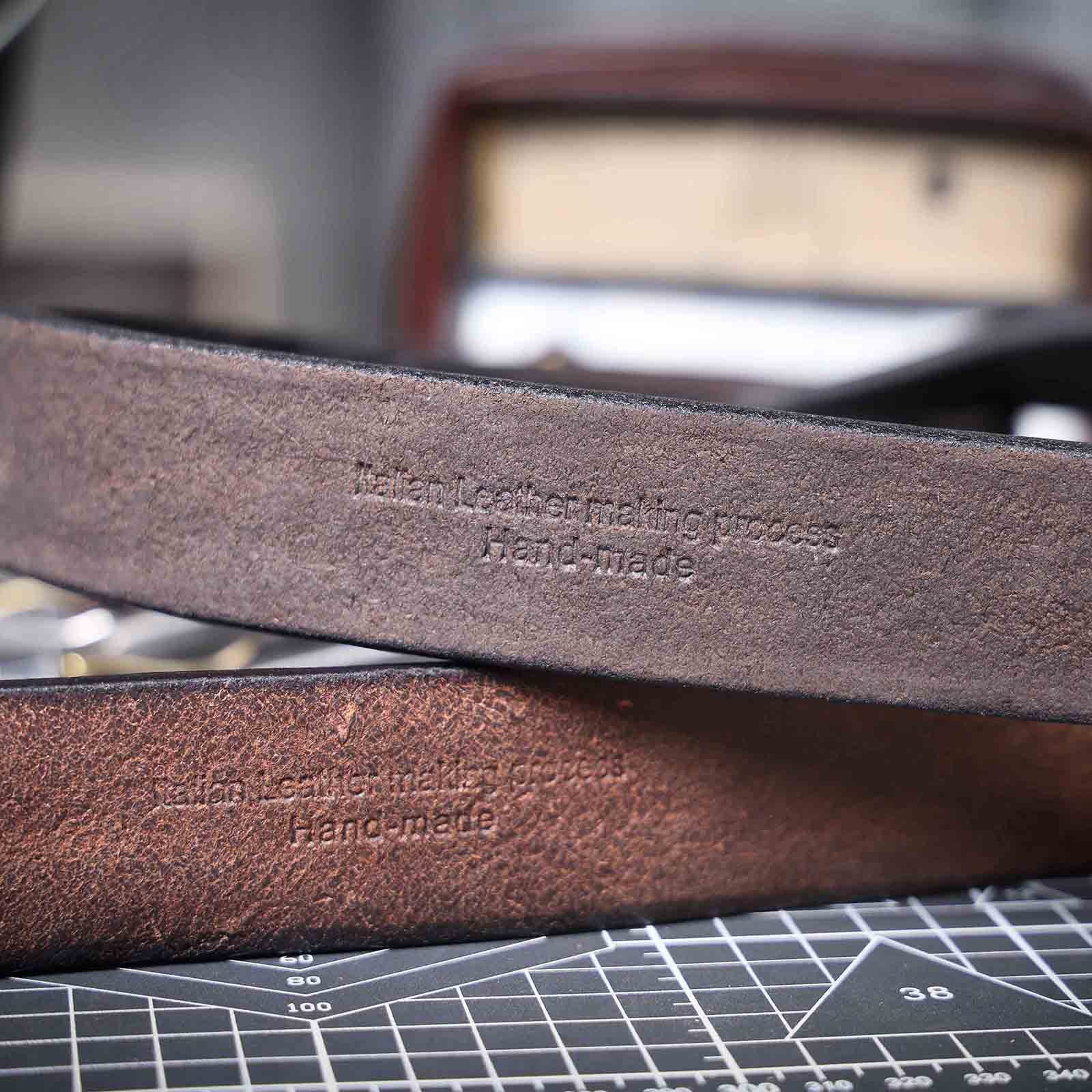 Handmade Full Grain Leather Belt for Men - 5.5mm Thick Coffee Brown Wild Bull Leather Belt with Stainless Steel Buckle | Customizable & Engraved
