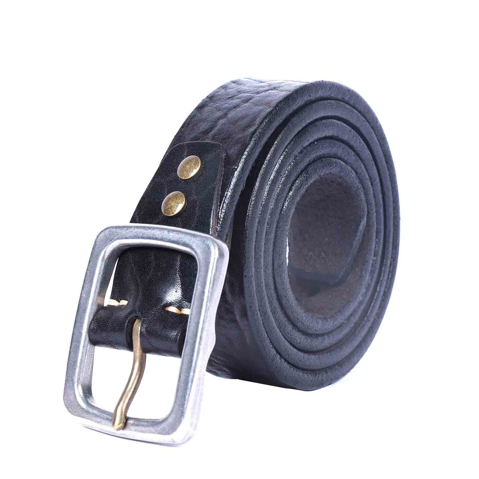 Premium Black Full Grain Leather Belt - 5.5mm Thick Handmade Men's Belt with Stainless Steel Buckle | Engravable & Durable