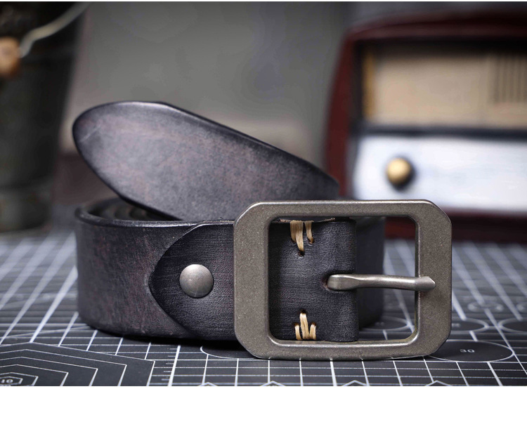 Premium Black Full Grain Leather Belt - 4.5mm Thick Handmade Men's Belt with Stainless Steel Buckle | Engravable & Durable