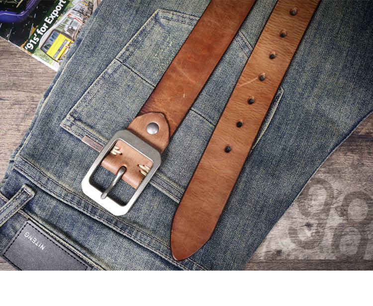 Rustic Brown Full Grain Leather Belt - 4.5mm Thick Handmade Men's Belt with Stainless Steel Buckle | Custom Engraving