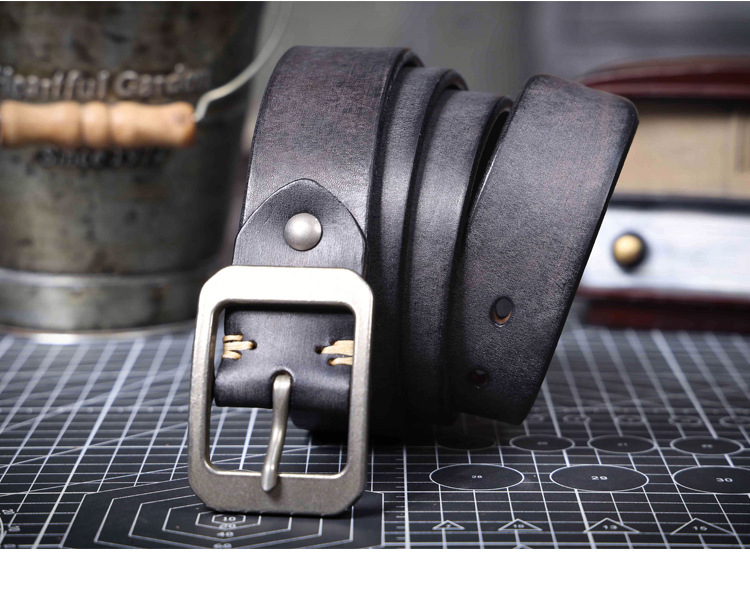 Premium Black Full Grain Leather Belt - 4.5mm Thick Handmade Men's Belt with Stainless Steel Buckle | Engravable & Durable