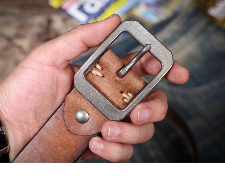 Rustic Brown Full Grain Leather Belt - 4.5mm Thick Handmade Men's Belt with Stainless Steel Buckle | Custom Engraving