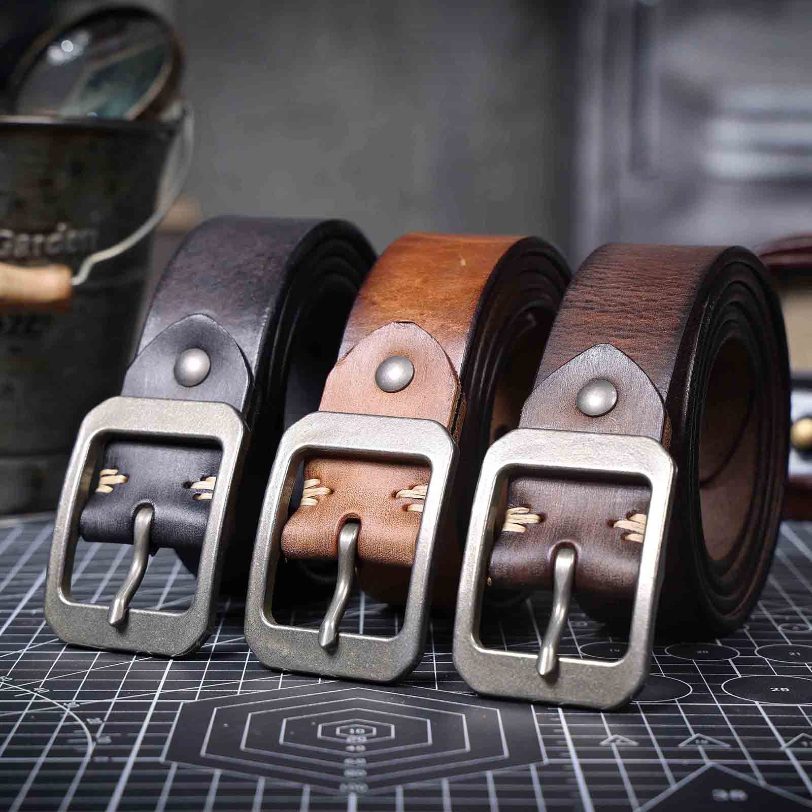 Premium Black Full Grain Leather Belt - 4.5mm Thick Handmade Men's Belt with Stainless Steel Buckle | Engravable & Durable