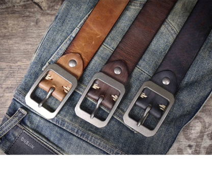 Handmade Full Grain Leather Belt for Men - 4.5mm Thick Coffee Brown Wild Bull Leather Belt with Stainless Steel Buckle | Customizable & Engraved