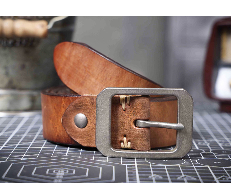 Rustic Brown Full Grain Leather Belt - 4.5mm Thick Handmade Men's Belt with Stainless Steel Buckle | Custom Engraving