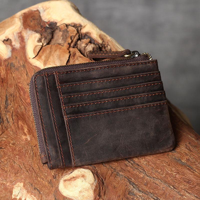 Leather Anniversary Gifts, Leather Passport Wallet, Large-Capacity Zero Wallet
