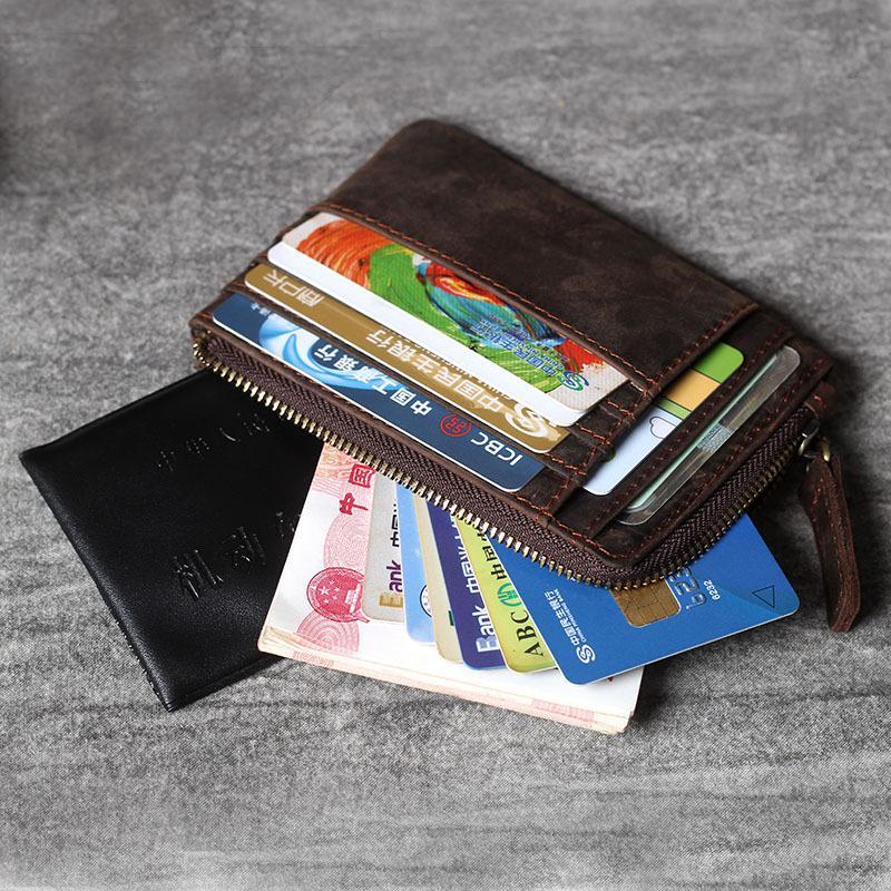 Leather Anniversary Gifts, Leather Passport Wallet, Large-Capacity Zero Wallet
