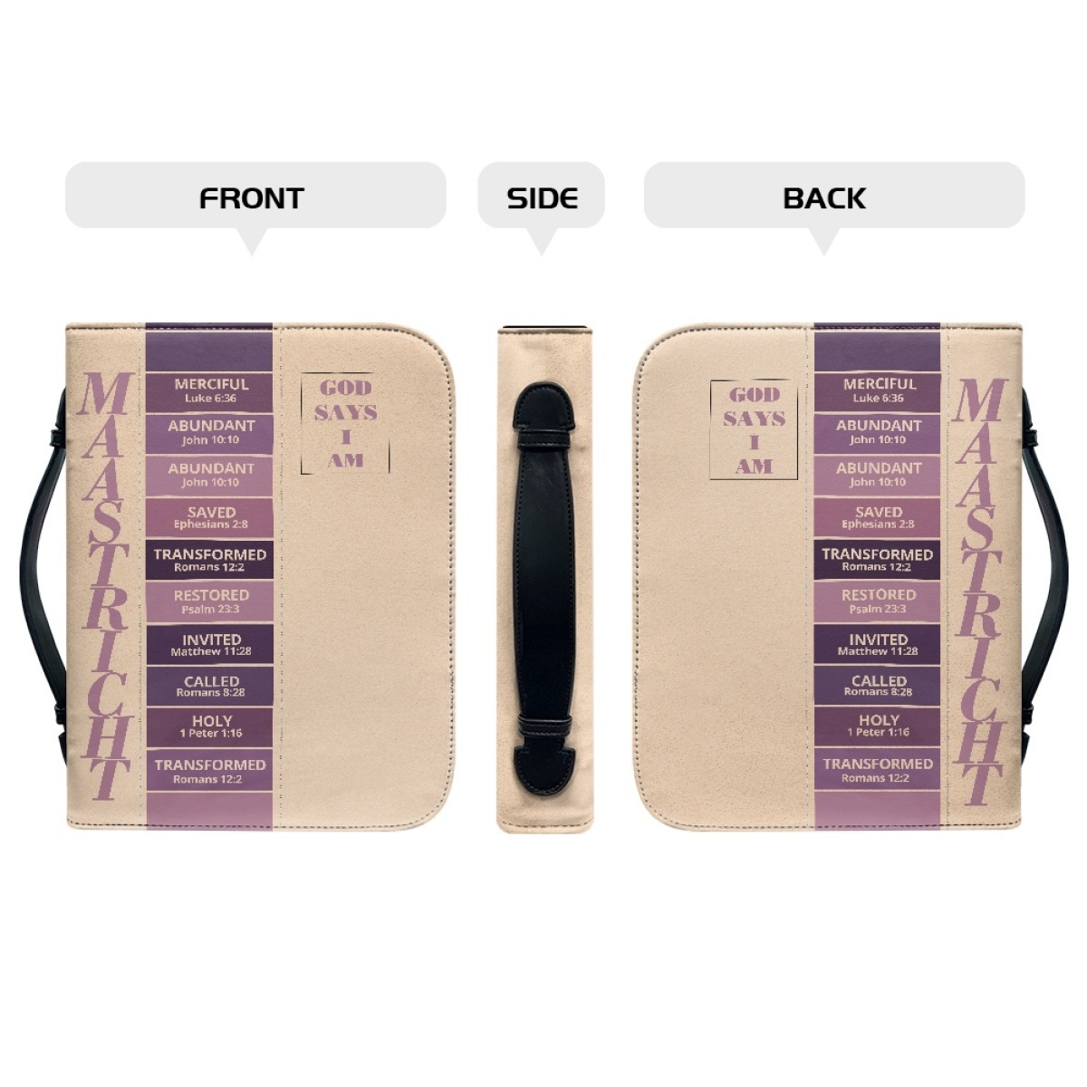 Letter by Letter Blessing: Beige Personalized Bible Bag