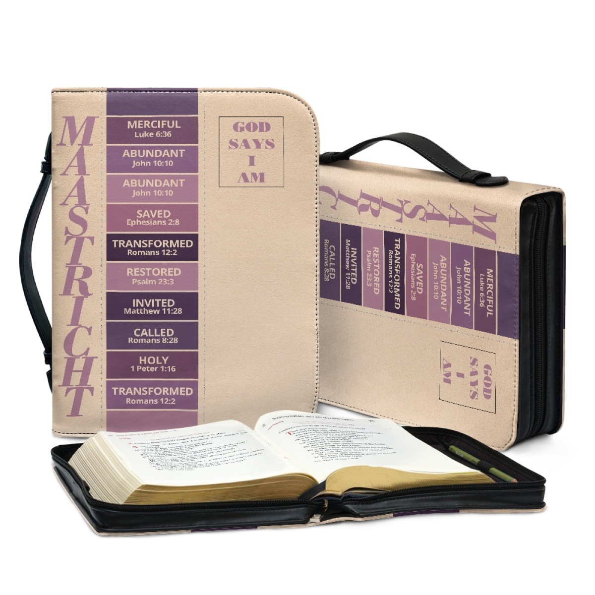 Letter by Letter Blessing: Beige Personalized Bible Bag