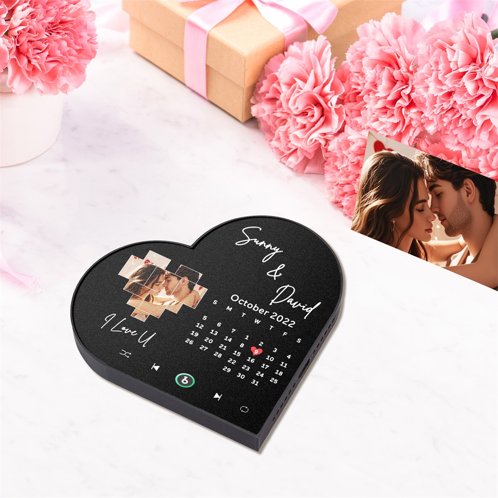 Personalized Heart Shaped Music Fridge Magnets, Custom Photo and Calendar Fridge Magnet Player, Best Anniversary, Birthday, Wedding Gifts