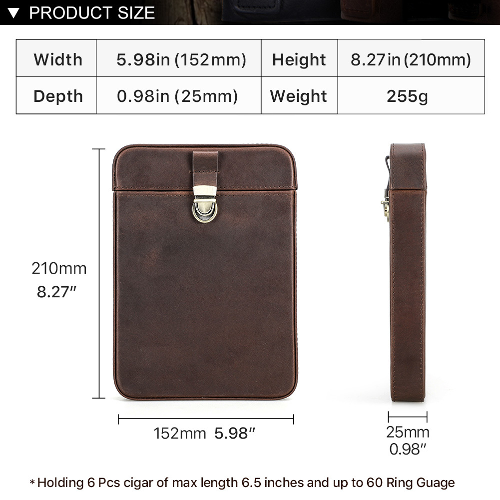 Leather Portable Cigar Cases, Handcrafted Cigar Boxes with Lock and Drawer