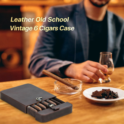 Leather Portable Cigar Cases, Handcrafted Cigar Boxes with Lock and Drawer