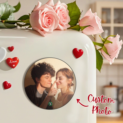 Customized Circular Music Fridge Magnet, Personalized Photo and Music Refrigerator Magnets, Valentine's Day, Birthday, Christmas Gifts