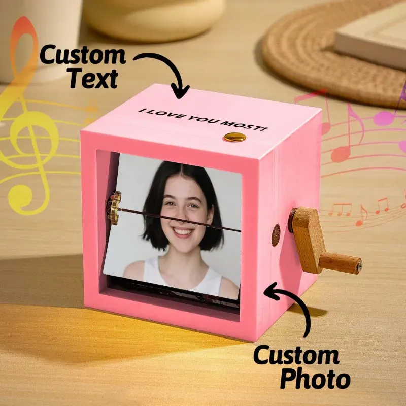 Custom Photo Flipbook Frame AnimationMachine,  Mechanical Hand-cranked Flipbook Box Photo Album, Unique Valentine's Day and Anniversary Gifts