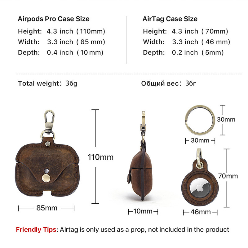 AirPods Pro 2 & AirTag Leather Combo Case - Full-Grain Cowhide