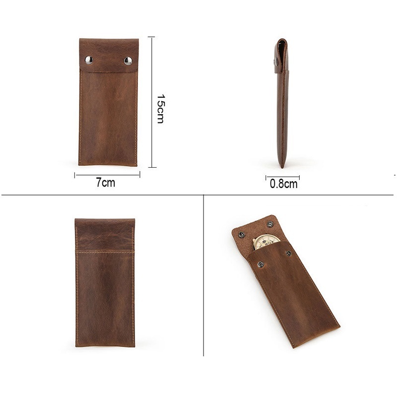 Vintage Travel Leather Watch Pouch – Single Watch Storage (Brown/Red Brown)
