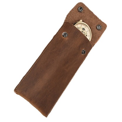 Vintage Travel Leather Watch Pouch – Single Watch Storage (Brown/Red Brown)