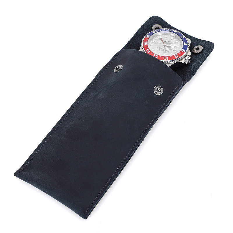 Vintage Travel Leather Watch Pouch – Single Watch Storage (Brown/Red Brown)